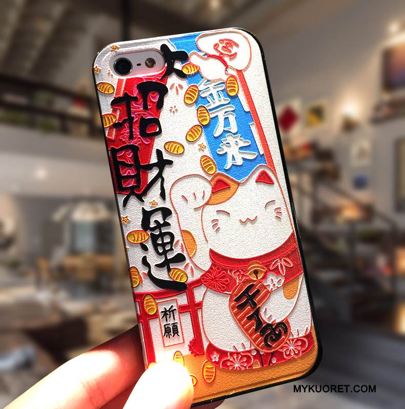 Kuori iPhone 5/5s Silikoni Ripustettavat Koristeet Yksinkertainen, Kotelo iPhone 5/5s Luova Pesty Suede Puhelimen Kuoret