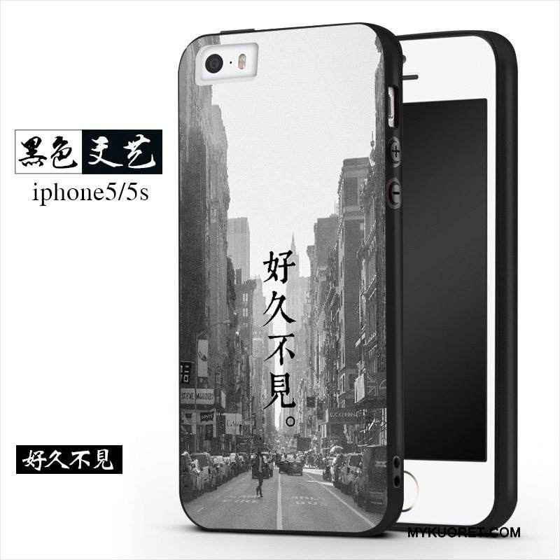 Kuori iPhone 5/5s Silikoni Trendi Persoonallisuus, Kotelo iPhone 5/5s Pehmeä Neste Harmaa Pesty Suede