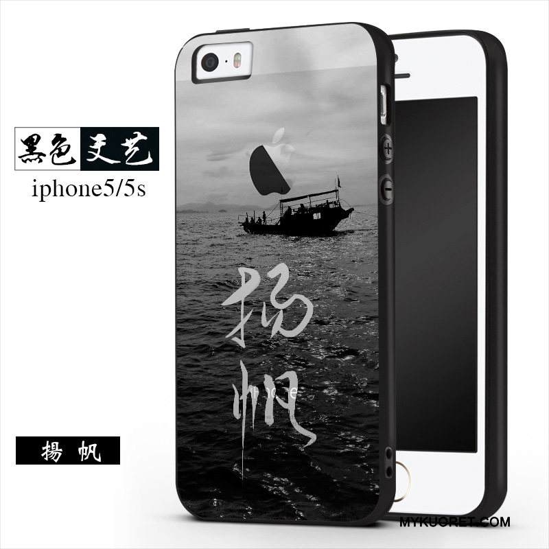 Kuori iPhone 5/5s Silikoni Trendi Persoonallisuus, Kotelo iPhone 5/5s Pehmeä Neste Harmaa Pesty Suede