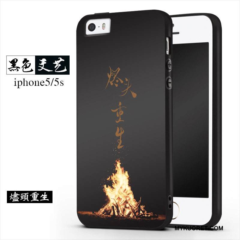 Kuori iPhone 5/5s Silikoni Trendi Persoonallisuus, Kotelo iPhone 5/5s Pehmeä Neste Harmaa Pesty Suede