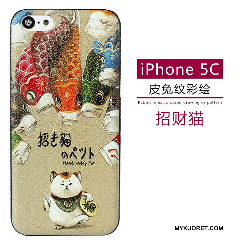 Kuori iPhone 5c Nahka Pesty Suede Puhelimen Kuoret, Kotelo iPhone 5c Sarjakuva Kukkakuvio Vihreä