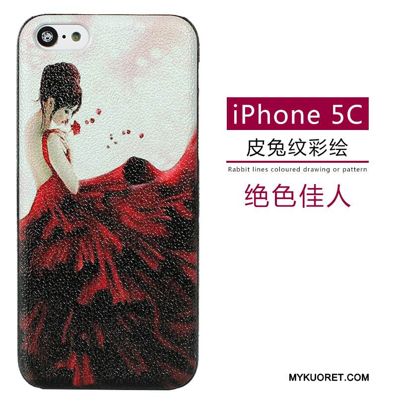 Kuori iPhone 5c Nahka Pesty Suede Puhelimen Kuoret, Kotelo iPhone 5c Sarjakuva Kukkakuvio Vihreä