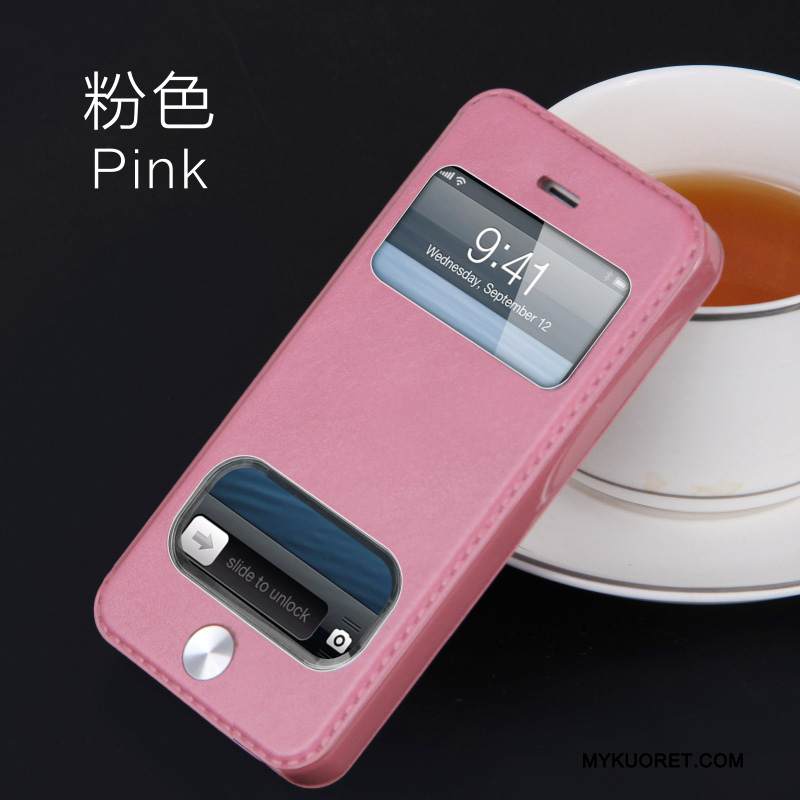 Kuori iPhone 5c Nahka Puhelimen Kuoret Avaa Ikkuna, Kotelo iPhone 5c Tuki