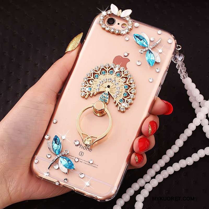 Kuori iPhone 5c Pehmeä Neste Kulta Silmukka, Kotelo iPhone 5c Suojaus Rengas Ripustettava Kaula