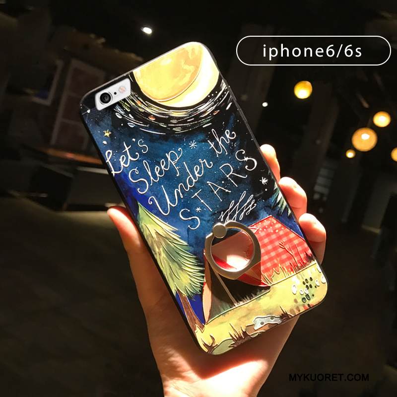 Kuori iPhone 6/6s Kohokuviointi Puhelimen Kuoret Musta, Kotelo iPhone 6/6s Laukut Persoonallisuus Rengas