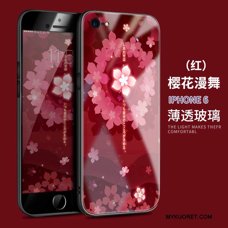 Kuori iPhone 6/6s Laukut Lasi Murtumaton, Kotelo iPhone 6/6s Ylellisyys Punainen Trendi
