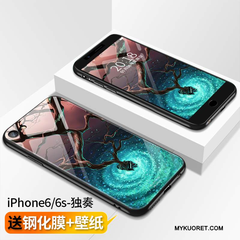 Kuori iPhone 6/6s Luova Lasi Puhelimen Kuoret, Kotelo iPhone 6/6s Pehmeä Neste Valkoinen Trendi