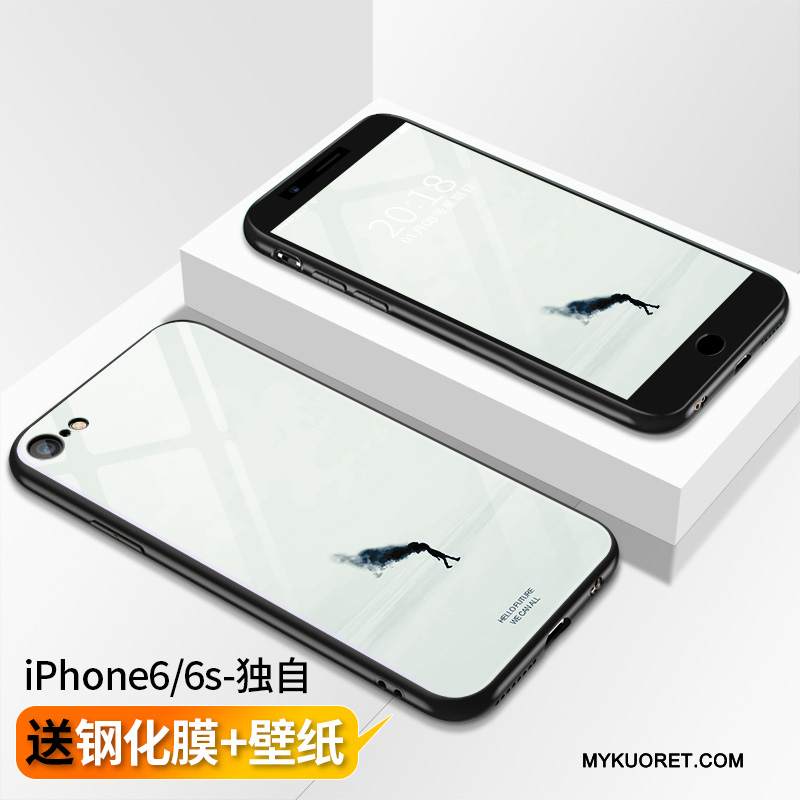 Kuori iPhone 6/6s Luova Lasi Puhelimen Kuoret, Kotelo iPhone 6/6s Pehmeä Neste Valkoinen Trendi