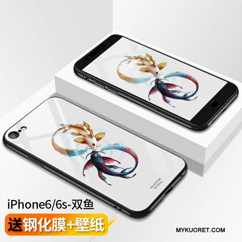 Kuori iPhone 6/6s Luova Lasi Puhelimen Kuoret, Kotelo iPhone 6/6s Pehmeä Neste Valkoinen Trendi