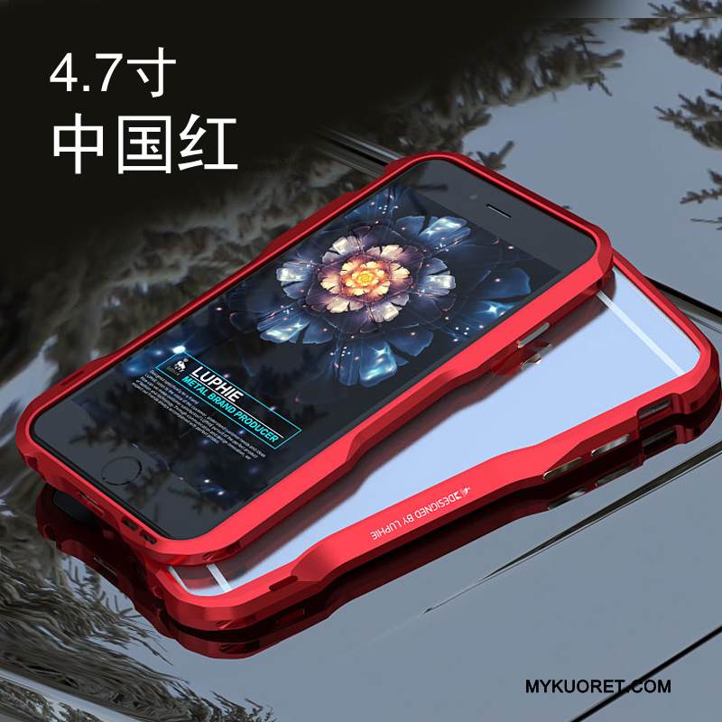 Kuori iPhone 6/6s Luova Persoonallisuus Kehys, Kotelo iPhone 6/6s Metalli Murtumaton Punainen