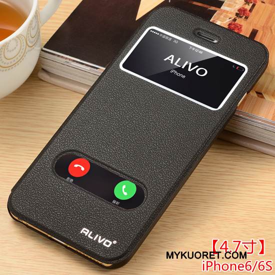 Kuori iPhone 6/6s Nahka Jauhe Murtumaton, Kotelo iPhone 6/6s Suojaus Puhelimen Kuoret