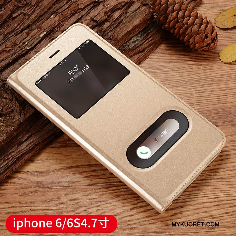 Kuori iPhone 6/6s Nahka Puhelimen Kuoret Kulta, Kotelo iPhone 6/6s Suojaus Murtumaton