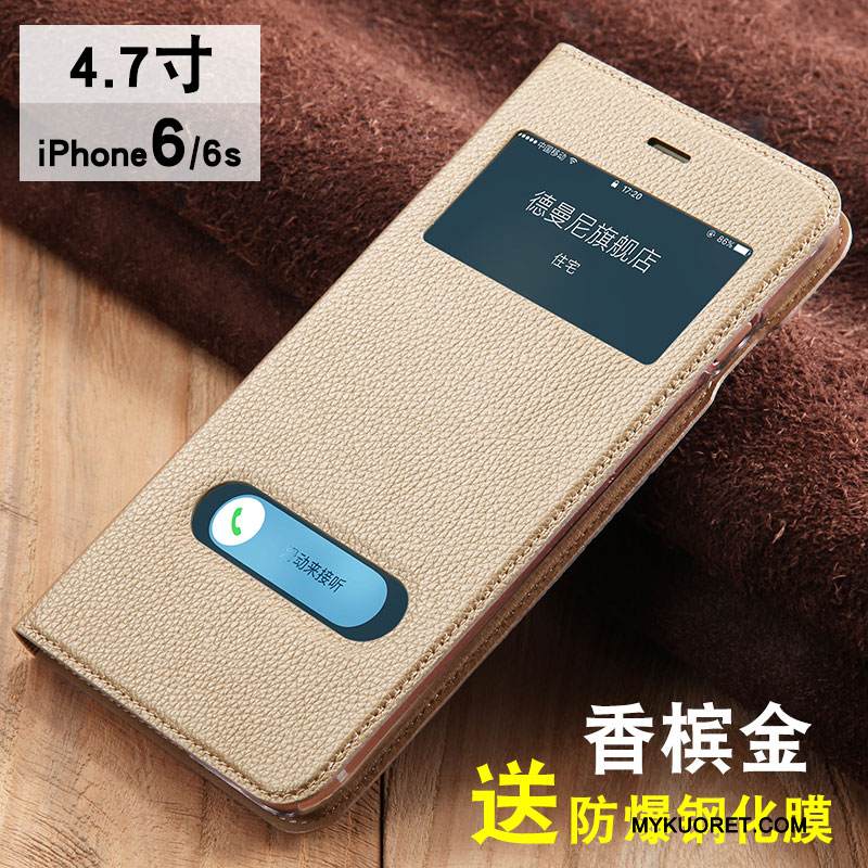 Kuori iPhone 6/6s Nahka Puhelimen Kuoret Liiketoiminta, Kotelo iPhone 6/6s Suojaus Musta