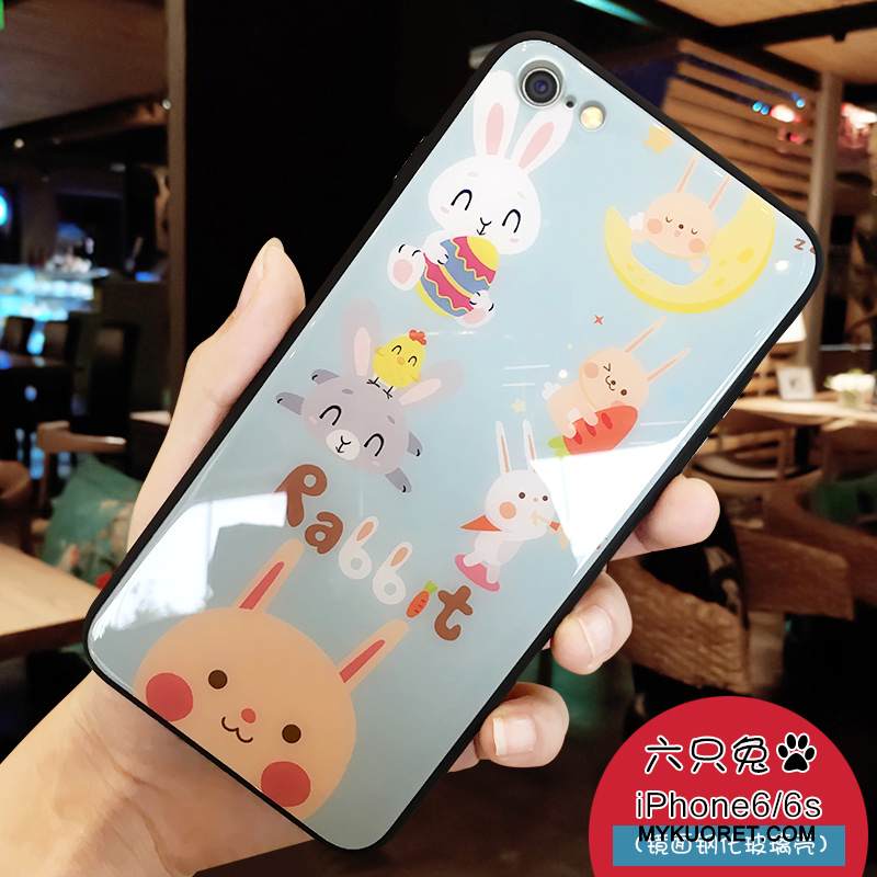 Kuori iPhone 6/6s Pehmeä Neste Lasi Murtumaton, Kotelo iPhone 6/6s Sarjakuva Sininen Puhelimen Kuoret