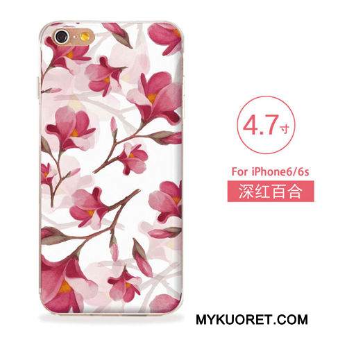 Kuori iPhone 6/6s Pehmeä Neste Sininen Kukkia, Kotelo iPhone 6/6s Kohokuviointi Puhelimen Kuoret Taide