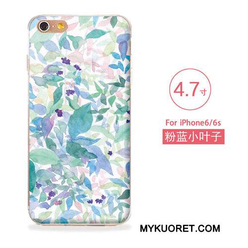 Kuori iPhone 6/6s Pehmeä Neste Sininen Kukkia, Kotelo iPhone 6/6s Kohokuviointi Puhelimen Kuoret Taide