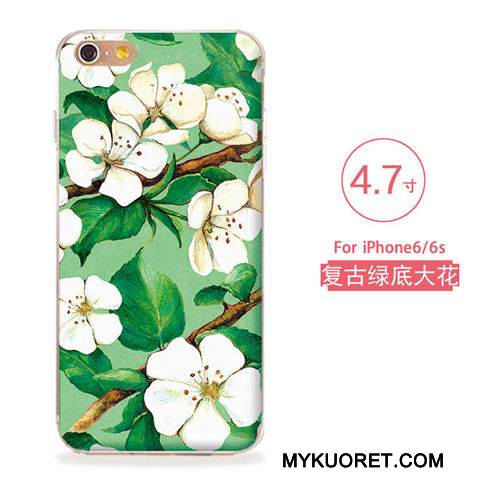 Kuori iPhone 6/6s Pehmeä Neste Sininen Kukkia, Kotelo iPhone 6/6s Kohokuviointi Puhelimen Kuoret Taide