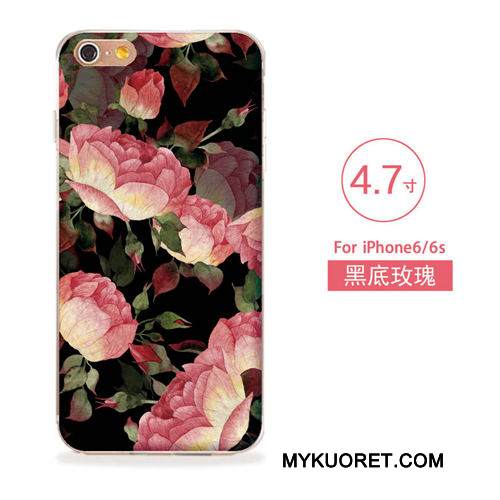 Kuori iPhone 6/6s Pehmeä Neste Sininen Kukkia, Kotelo iPhone 6/6s Kohokuviointi Puhelimen Kuoret Taide