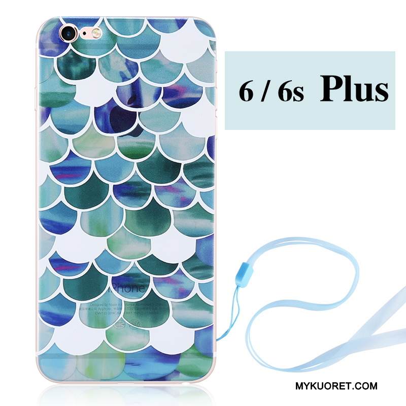 Kuori iPhone 6/6s Plus Luova Pesty Suede Puhelimen Kuoret, Kotelo iPhone 6/6s Plus Pehmeä Neste Sininen Ripustettavat Koristeet