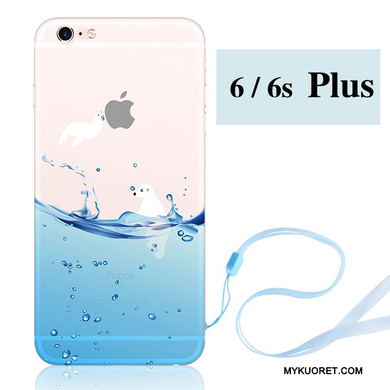 Kuori iPhone 6/6s Plus Luova Pesty Suede Puhelimen Kuoret, Kotelo iPhone 6/6s Plus Pehmeä Neste Sininen Ripustettavat Koristeet