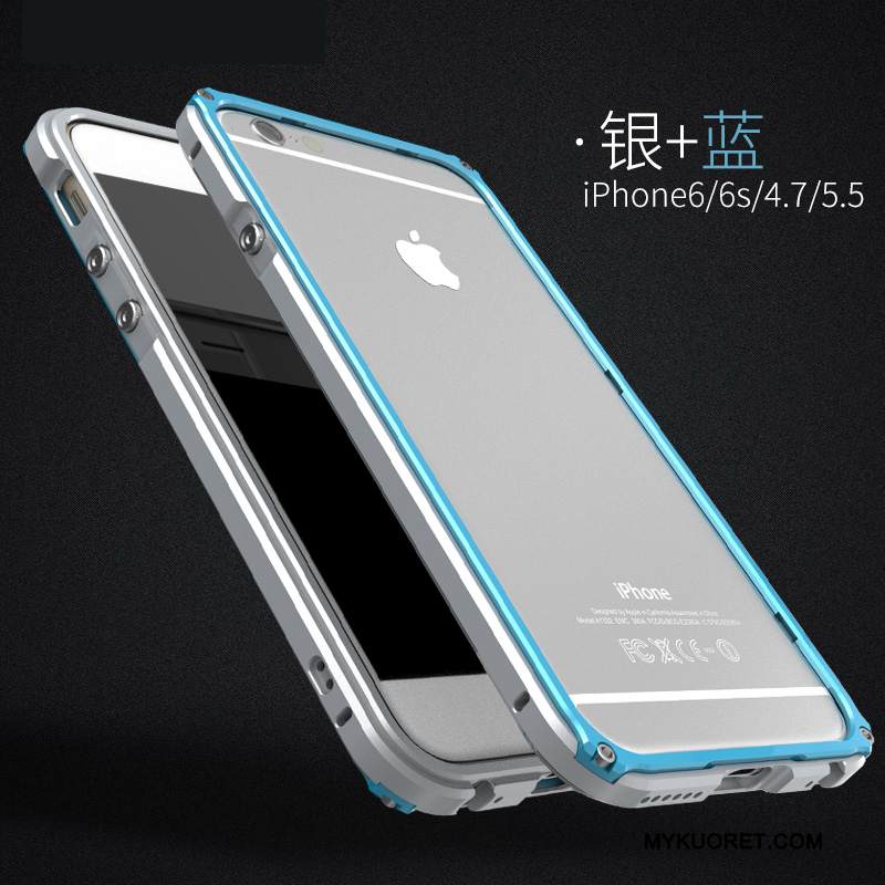 Kuori iPhone 6/6s Plus Metalli Kehys Trendi, Kotelo iPhone 6/6s Plus Laukut Läpinäkyvä Hopea