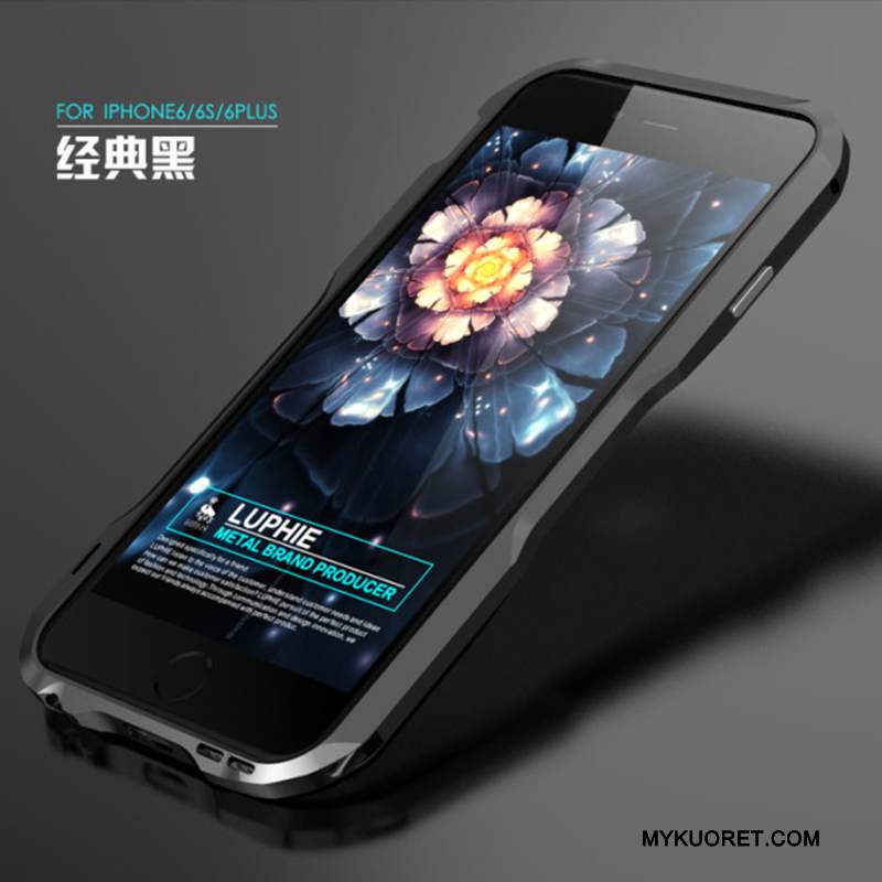 Kuori iPhone 6/6s Plus Metalli Puhelimen Kuoret Musta, Kotelo iPhone 6/6s Plus Suojaus Kehys Persoonallisuus