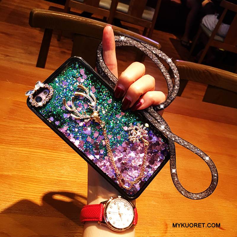 Kuori iPhone 6/6s Plus Monivärinen Ripustettavat Koristeet Puhelimen Kuoret, Kotelo iPhone 6/6s Plus Strassi Juoksuhiekka Hirvi