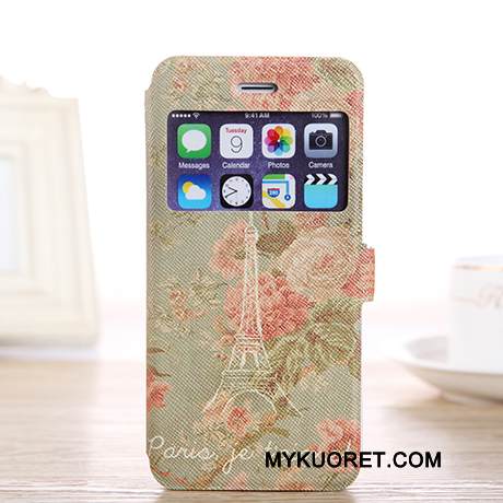 Kuori iPhone 6/6s Plus Nahka Avaa Ikkuna Vihreä, Kotelo iPhone 6/6s Plus Kuoret Ihana