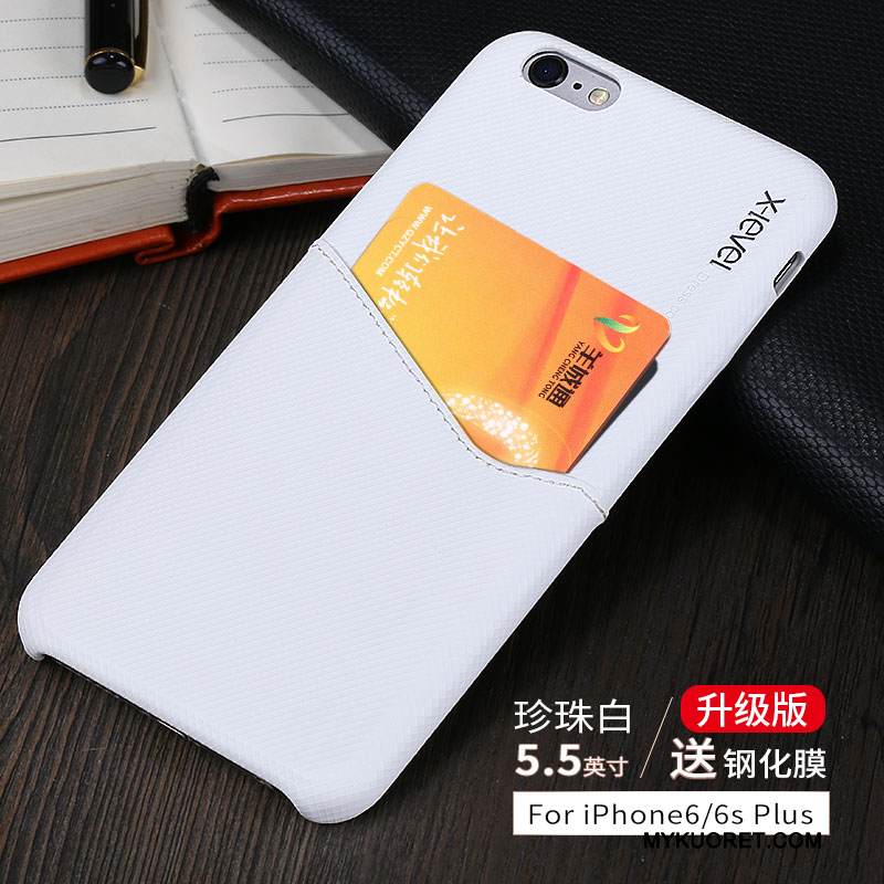 Kuori iPhone 6/6s Plus Nahka Murtumaton Kortti, Kotelo iPhone 6/6s Plus Suojaus Puhelimen Kuoret Punainen