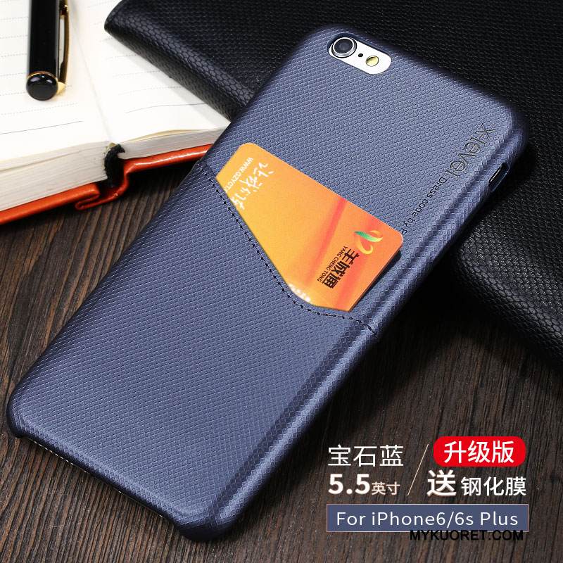 Kuori iPhone 6/6s Plus Nahka Murtumaton Kortti, Kotelo iPhone 6/6s Plus Suojaus Puhelimen Kuoret Punainen