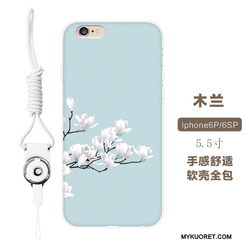 Kuori iPhone 6/6s Plus Silikoni Kukkia Sininen, Kotelo iPhone 6/6s Plus Laukut Murtumaton Puhelimen Kuoret