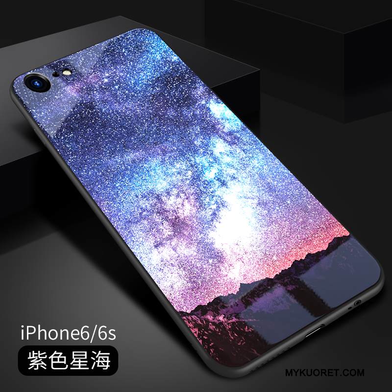 Kuori iPhone 6/6s Plus Silikoni Murtumaton Peili, Kotelo iPhone 6/6s Plus Laukut Violetti Lasi
