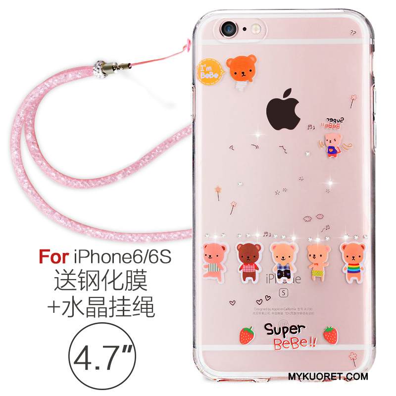 Kuori iPhone 6/6s Silikoni Ripustettavat Koristeet Jauhe, Kotelo iPhone 6/6s Pehmeä Neste Tyylikäs Puhelimen Kuoret