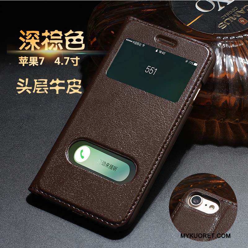 Kuori iPhone 7 Kuoret Lehmä Musta, Kotelo iPhone 7 Nahka Puhelimen Kuoret Murtumaton