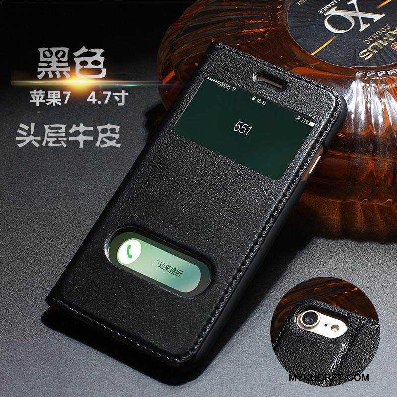 Kuori iPhone 7 Kuoret Lehmä Musta, Kotelo iPhone 7 Nahka Puhelimen Kuoret Murtumaton