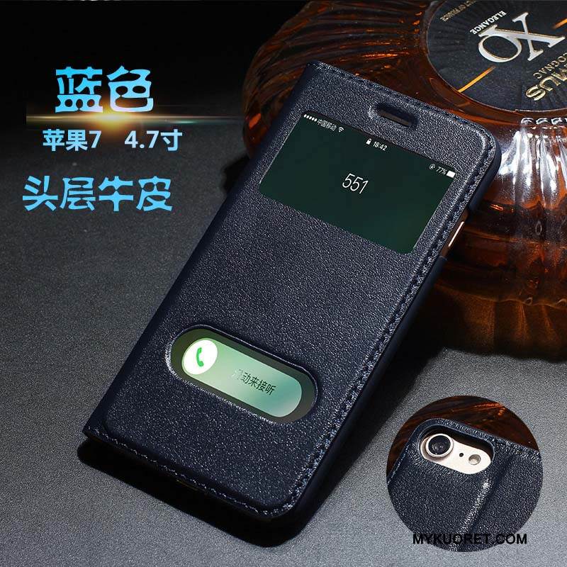 Kuori iPhone 7 Kuoret Lehmä Musta, Kotelo iPhone 7 Nahka Puhelimen Kuoret Murtumaton