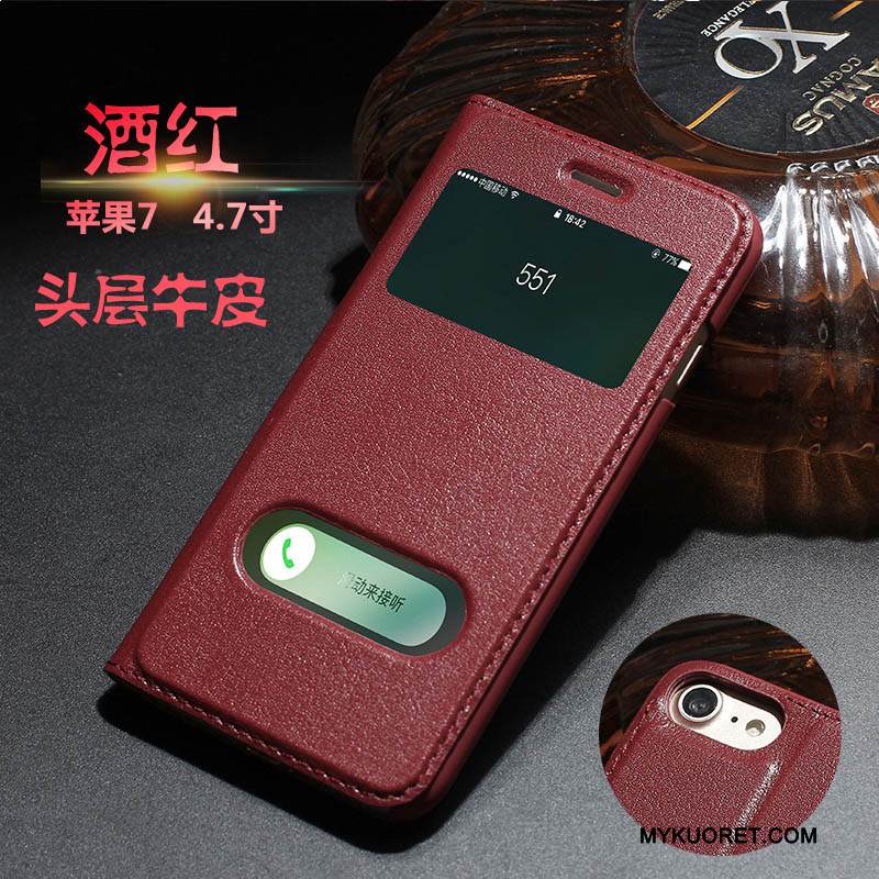 Kuori iPhone 7 Kuoret Lehmä Musta, Kotelo iPhone 7 Nahka Puhelimen Kuoret Murtumaton