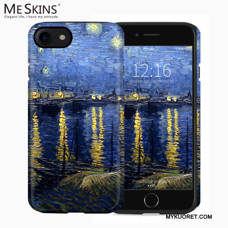 Kuori iPhone 7 Laukut Sininen Pesty Suede, Kotelo iPhone 7 Pehmeä Neste Puhelimen Kuoret Double Hame