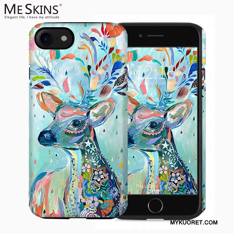 Kuori iPhone 7 Laukut Sininen Pesty Suede, Kotelo iPhone 7 Pehmeä Neste Puhelimen Kuoret Double Hame