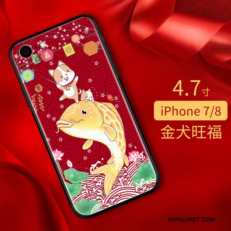 Kuori iPhone 7 Murtumaton Rikkaus, Kotelo iPhone 7 Punainen Lasi