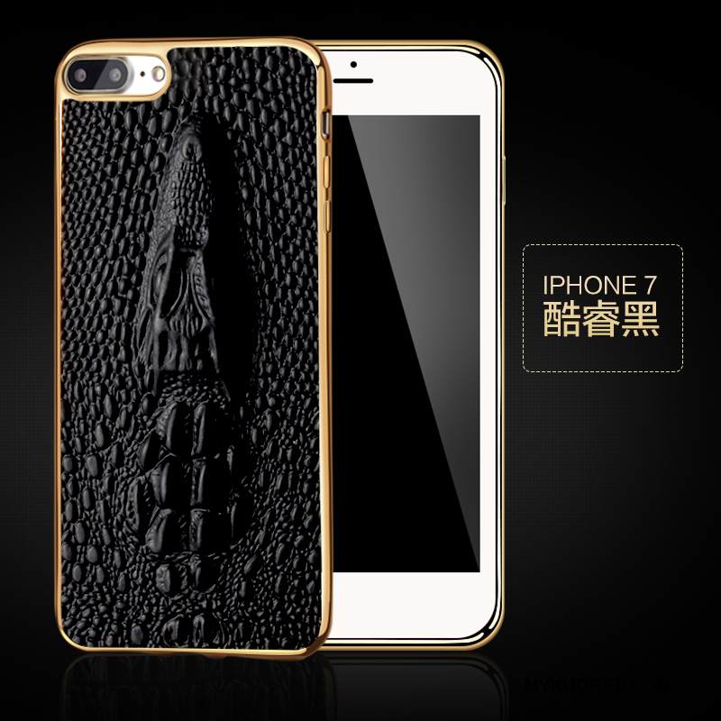 Kuori iPhone 7 Nahka Liiketoiminta Musta, Kotelo iPhone 7 Suojaus Lehmä Puhelimen Kuoret