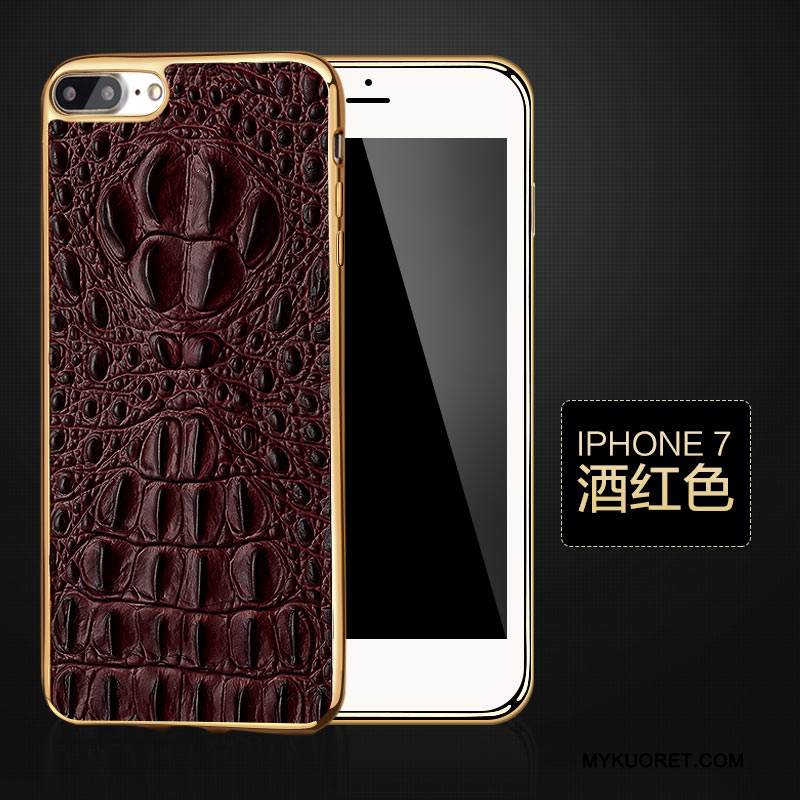 Kuori iPhone 7 Nahka Liiketoiminta Musta, Kotelo iPhone 7 Suojaus Lehmä Puhelimen Kuoret