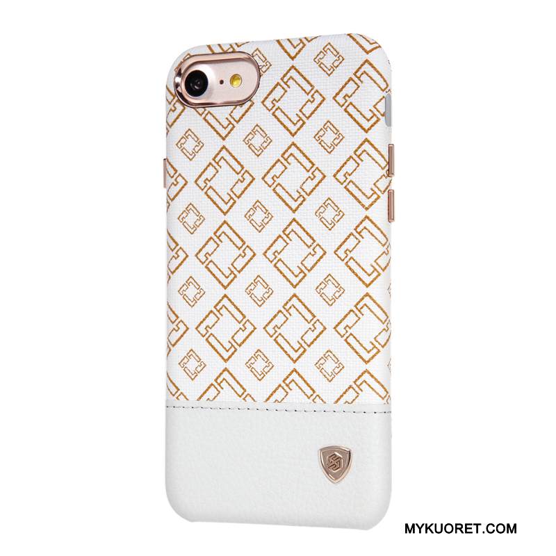 Kuori iPhone 7 Nahka Liiketoiminta Valkoinen, Kotelo iPhone 7 Suojaus Uusi Kulta