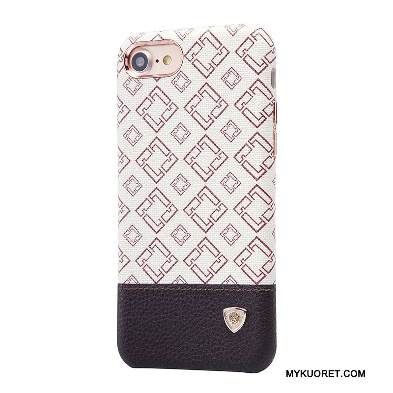 Kuori iPhone 7 Nahka Liiketoiminta Valkoinen, Kotelo iPhone 7 Suojaus Uusi Kulta