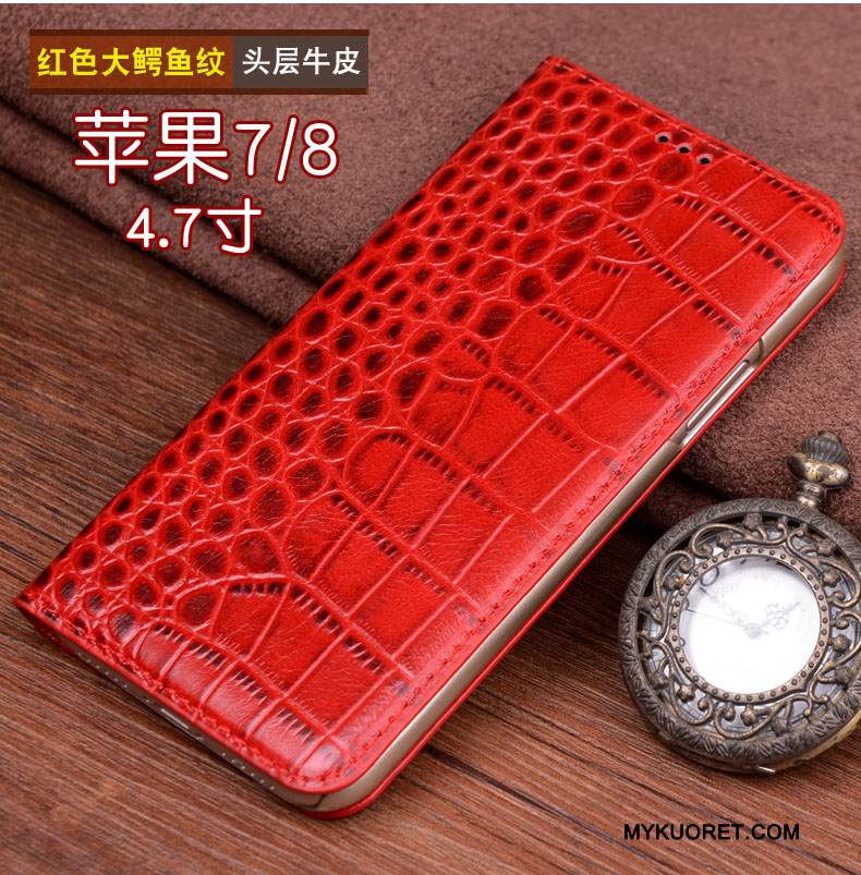 Kuori iPhone 7 Nahka Murtumaton Trendi, Kotelo iPhone 7 Puhelimen Kuoret Musta