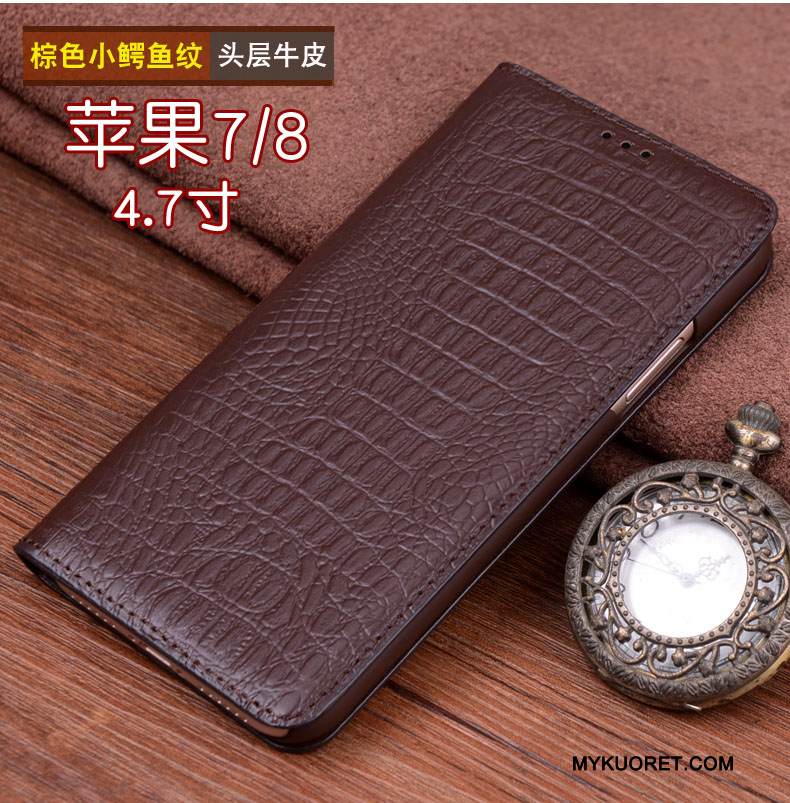 Kuori iPhone 7 Nahka Murtumaton Trendi, Kotelo iPhone 7 Puhelimen Kuoret Musta