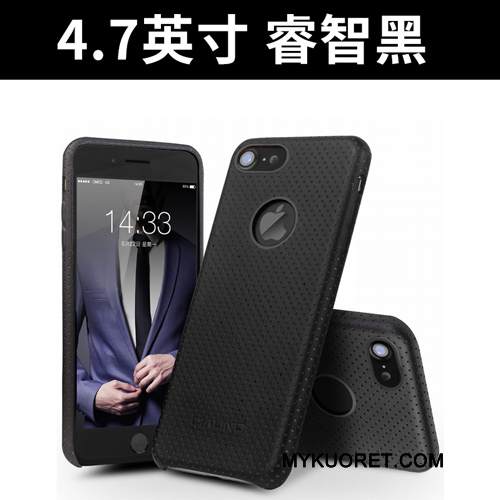 Kuori iPhone 7 Nahka Musta Puhelimen Kuoret, Kotelo iPhone 7 Suojaus Liiketoiminta Takakansi