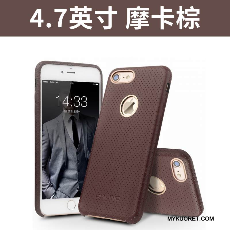 Kuori iPhone 7 Nahka Musta Puhelimen Kuoret, Kotelo iPhone 7 Suojaus Liiketoiminta Takakansi