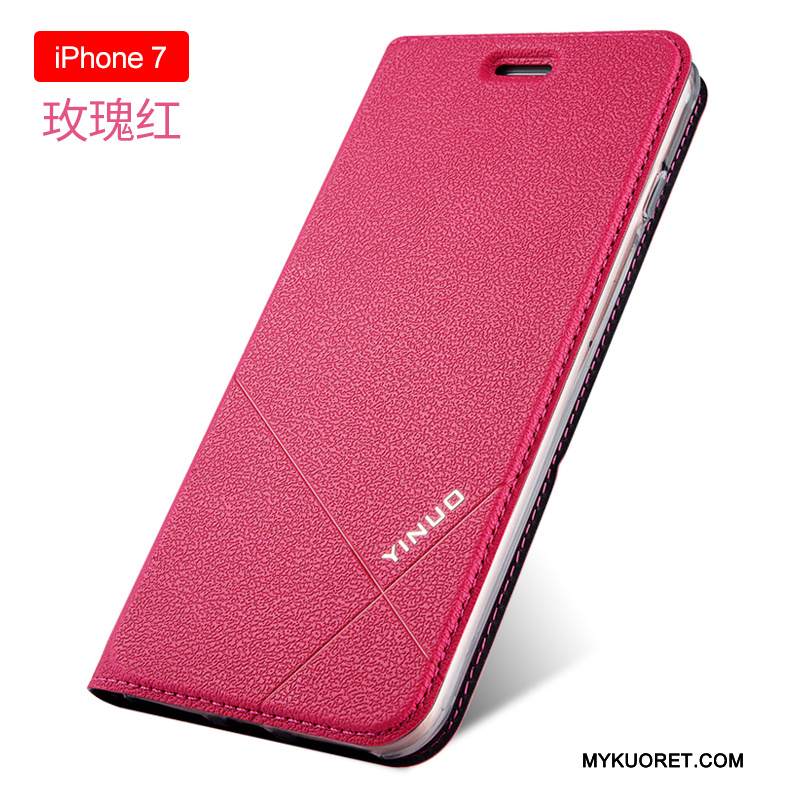 Kuori iPhone 7 Nahka Puhelimen Kuoret Jalokivi, Kotelo iPhone 7 Silikoni Punainen
