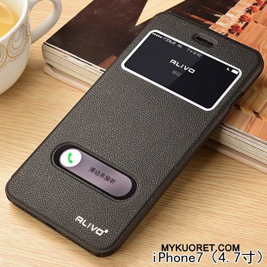Kuori iPhone 7 Nahka Puhelimen Kuoret Kulta, Kotelo iPhone 7 Kuoret